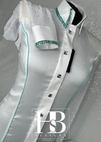 M SIMPLY BREEZY White & Seafoam/Mint Taffeta Day Shirt