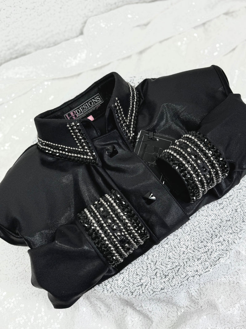 GLITZY Black Melted Metals Stretch Day Shirt