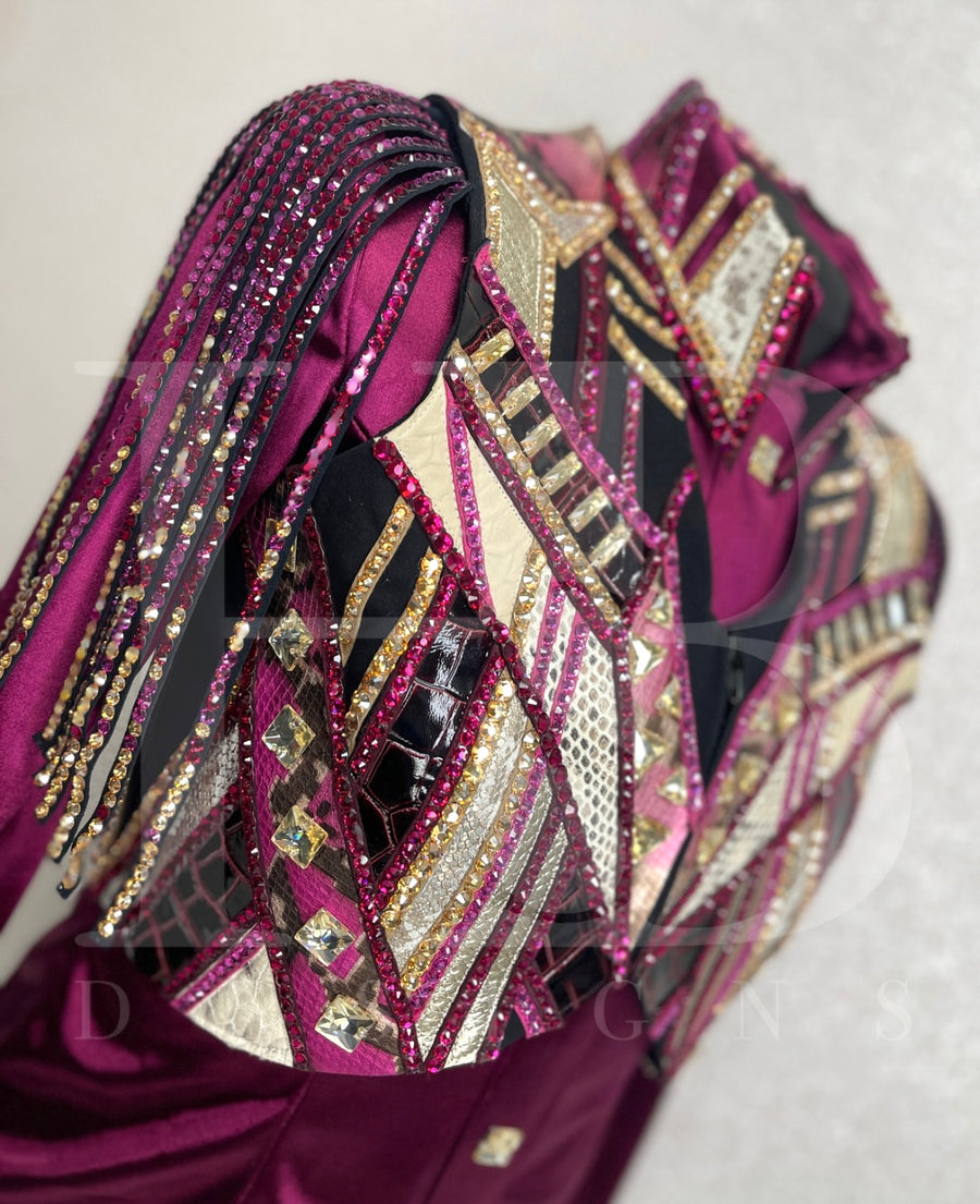 Raspberry, Camel, Berry, Pink and Black Vest Set 1005