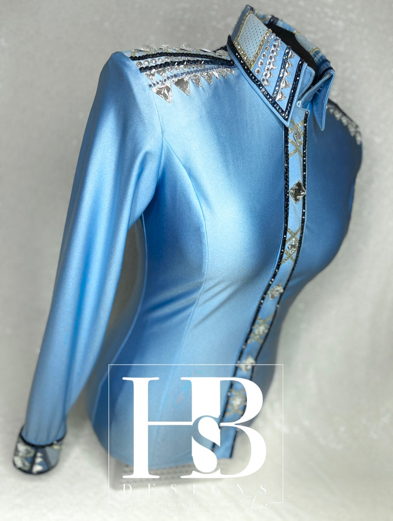 GLAM Ice Blue Shiny Stretch Spandex Day Shirt