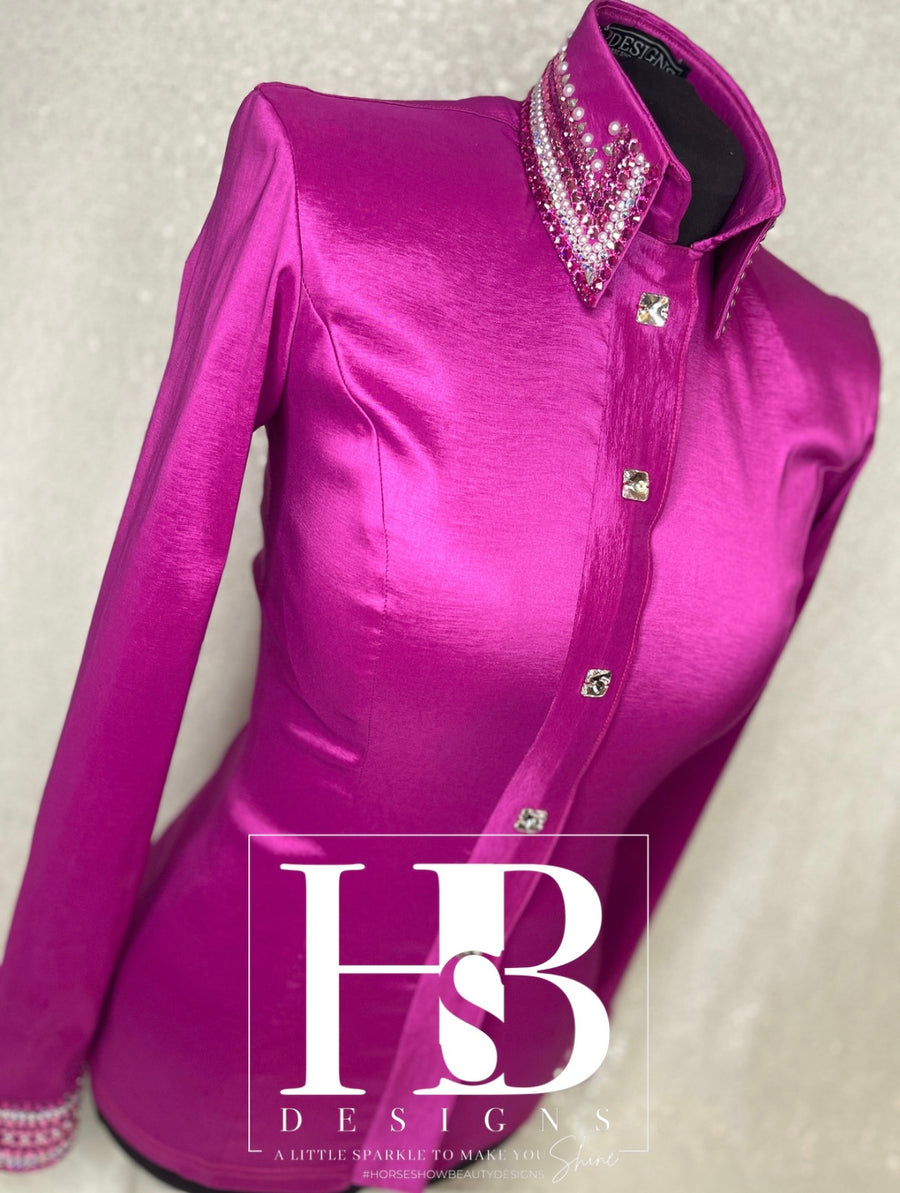 GLITZY Fuchsia Stretch Taffeta Day Shirt 1237