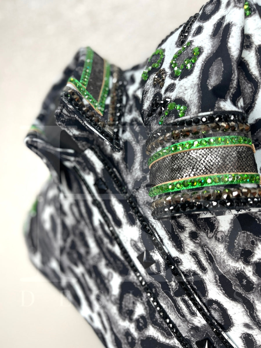GLAM  Green Leopard Stretch Spandex Day Shirt 1345
