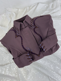 SOUTHWESTERN YOKED Dusty Lavender Ribbed Spandex Day Shirt 1390