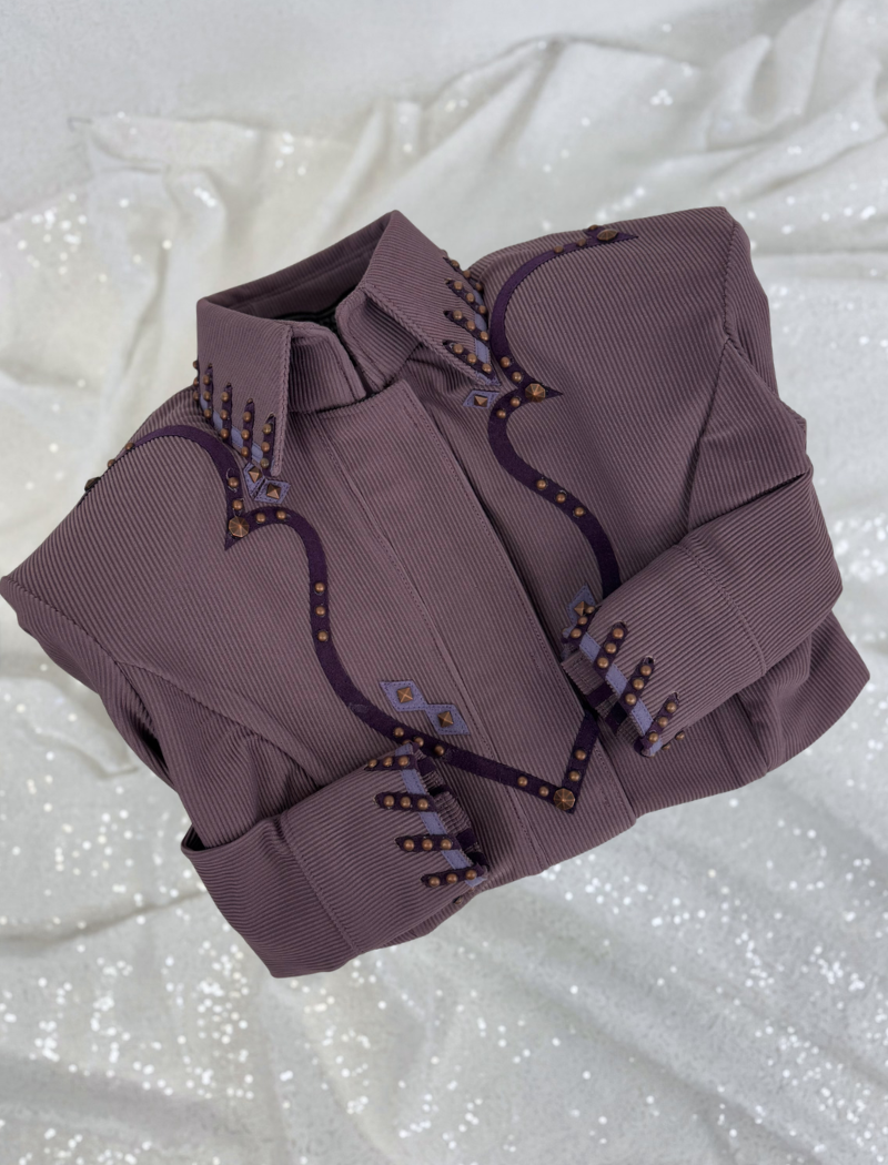 SOUTHWESTERN YOKED Dusty Lavender Ribbed Spandex Day Shirt 1390