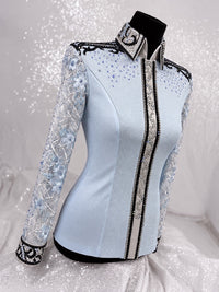 GLAM BREEZY Icey Blue Stretch Day Shirt with Contrast Panels