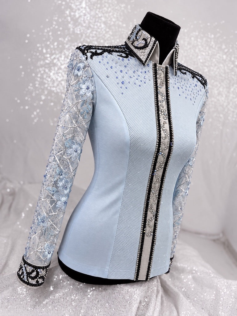 GLAM BREEZY Icey Blue Stretch Day Shirt with Contrast Panels