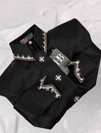 SIMPLY SOUTHWESTERN Black w/ Antique Silver Stretch Taffeta Day Shirt Day Shirt 1499