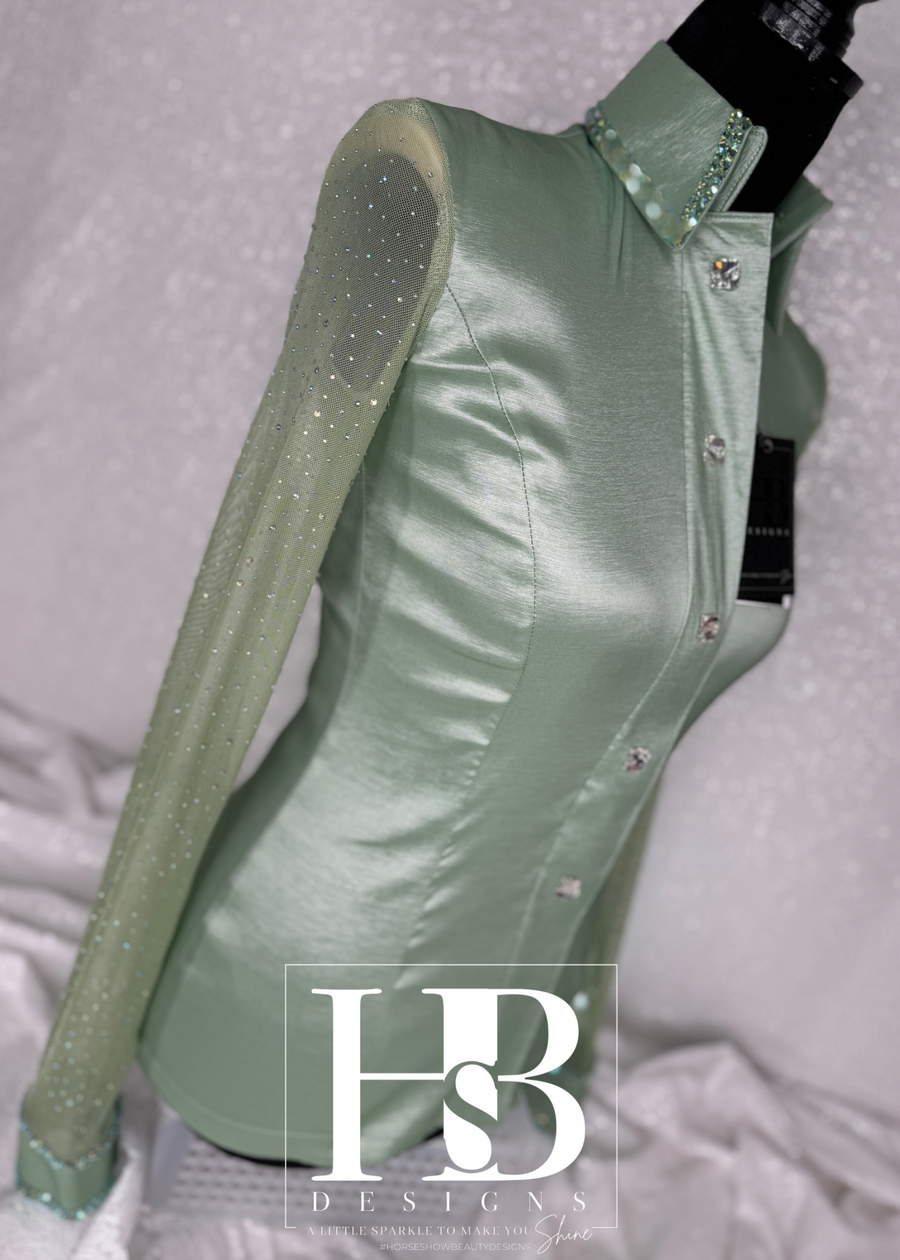 SIMPLY BREEZY Sage Green Taffeta Day Shirt 1129