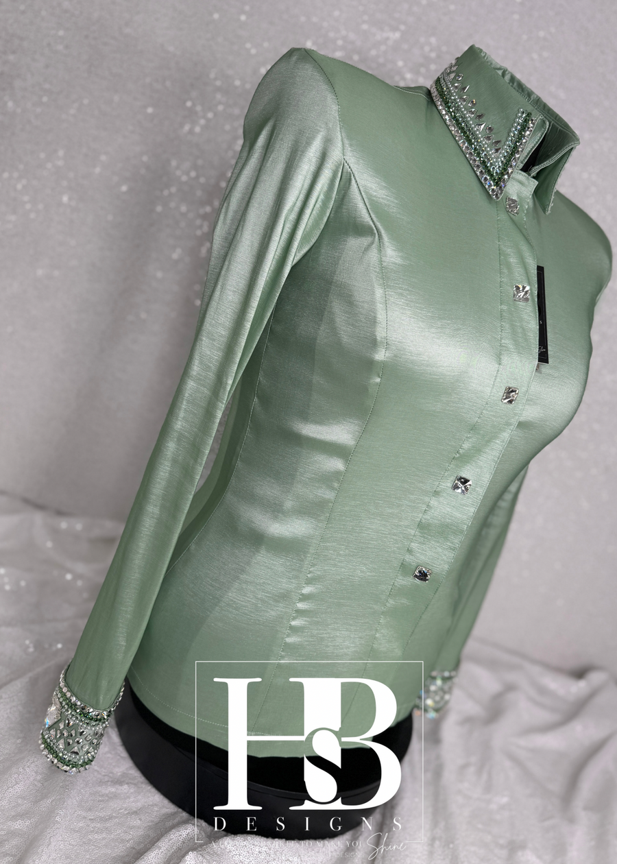GLITZY Sage/Mint Taffeta Day Shirt 1208