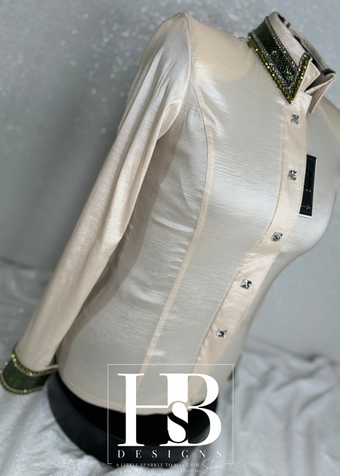 LUXE Champagne, Olive & Taupe Taffeta Day Shirt