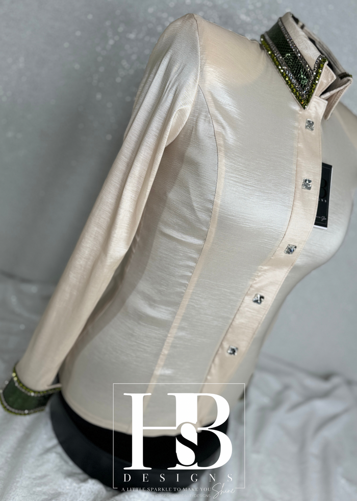 M+ LUXE Champagne, Olive & Taupe Taffeta Day Shirt