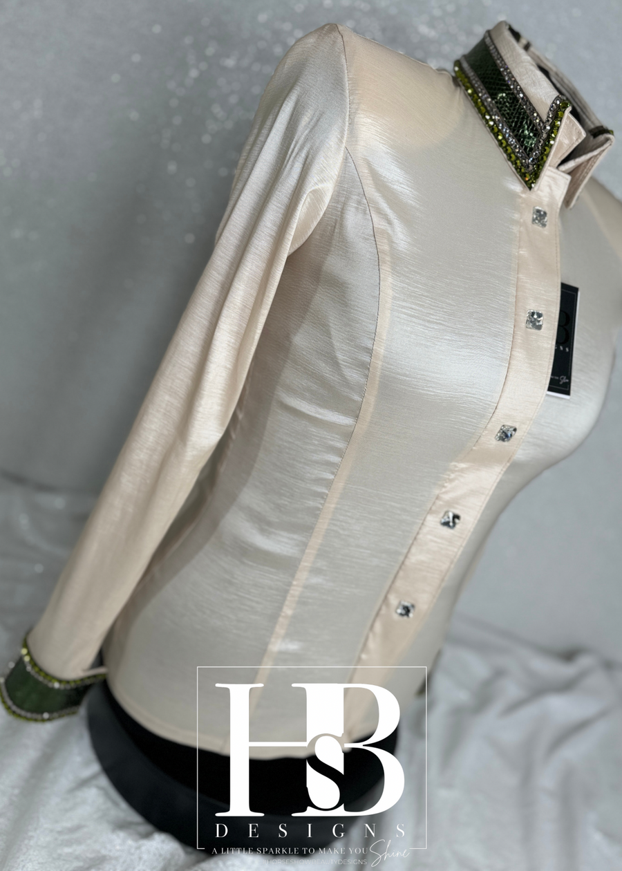 LUXE Champagne, Olive & Taupe Taffeta Day Shirt 1185