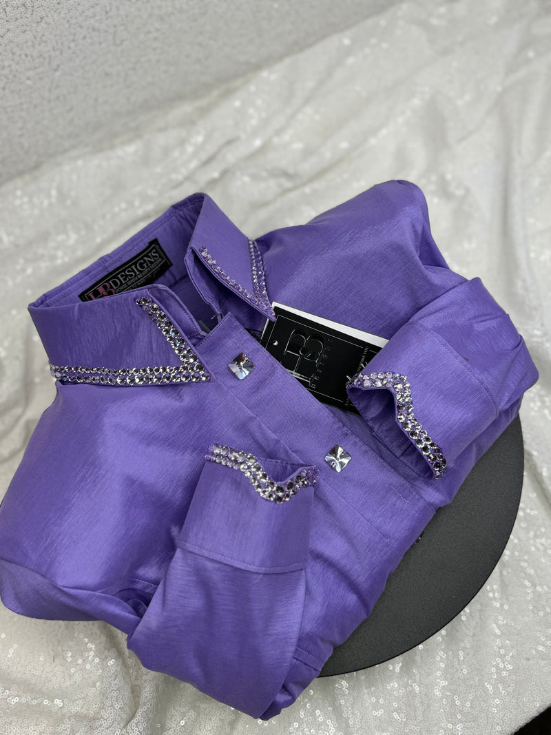 SIMPLY Dark Lavender Stretch Taffeta Day Shirt