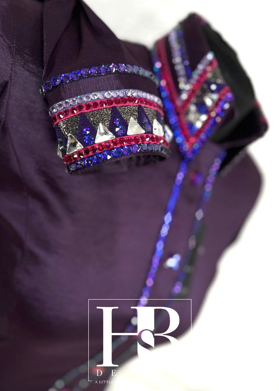 LUXE Eggplant, Fuchsia & Lavender Taffeta Day Shirt 1180