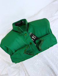 SIMPLY Kelly Green Stretch Taffeta Day Shirt 1383