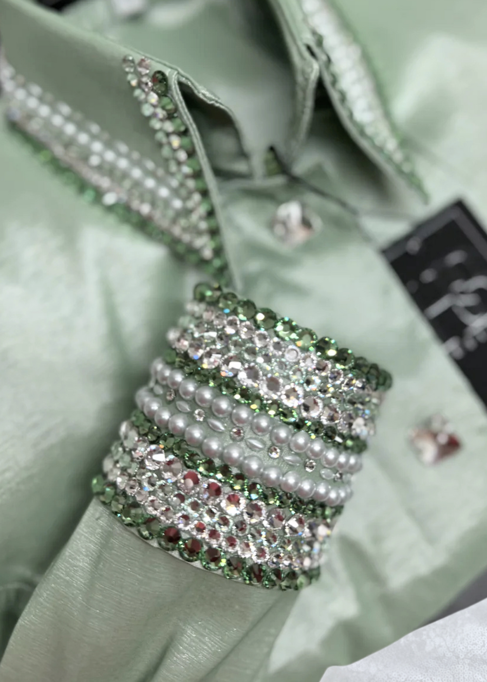 GLITZY Sage Green Taffeta Day Shirt