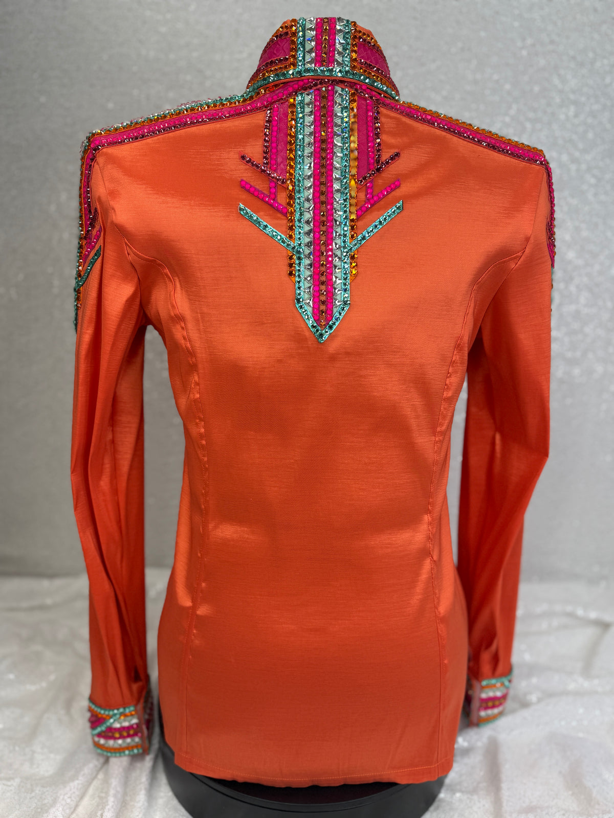 GLAM Orange, Seafoam and Pink Stretch Taffeta Day Shirt