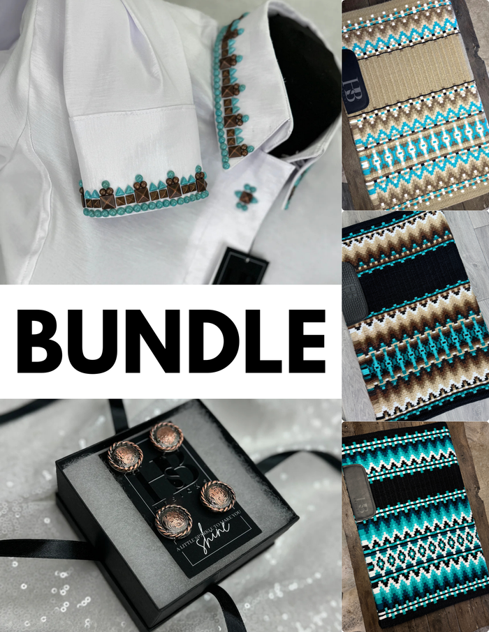 WHITE COPPER TURQUOISE SOUTHWESTERN TAFFETA// SIMPLY BUNDLE