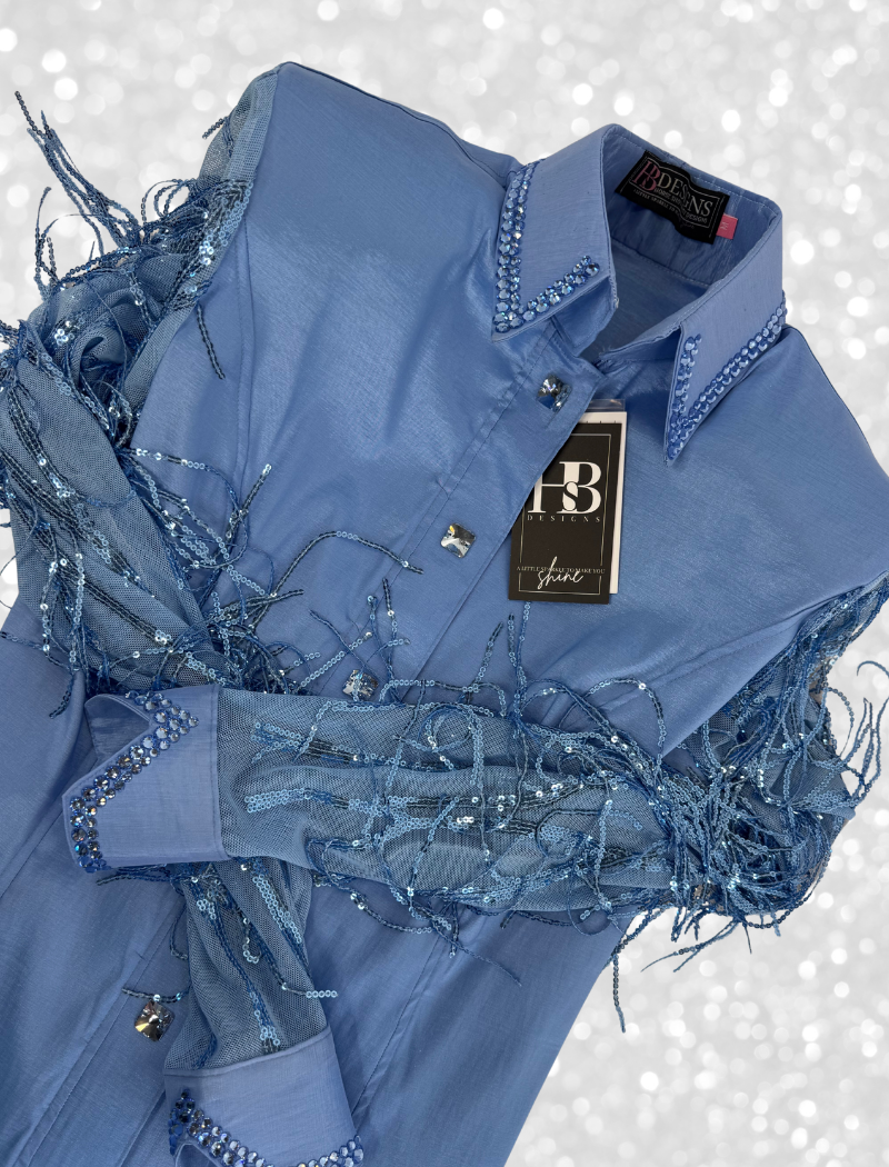 SIMPLY BREEZY Periwinkle Stretch Taffeta Day Shirt 1386