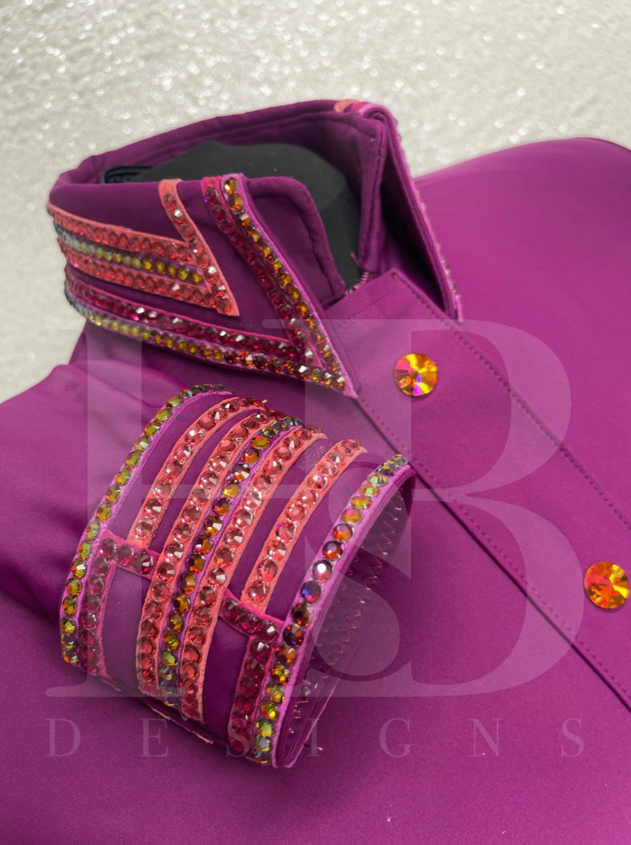 LUXE Berry and Coral Matte Stretch Spandex Day Shirt 1194
