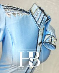 GLAM Ice Blue Shiny Stretch Spandex Day Shirt