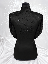 SIMPLY+ Black w/ Fringe Stretch Taffeta Day Shirt 1518