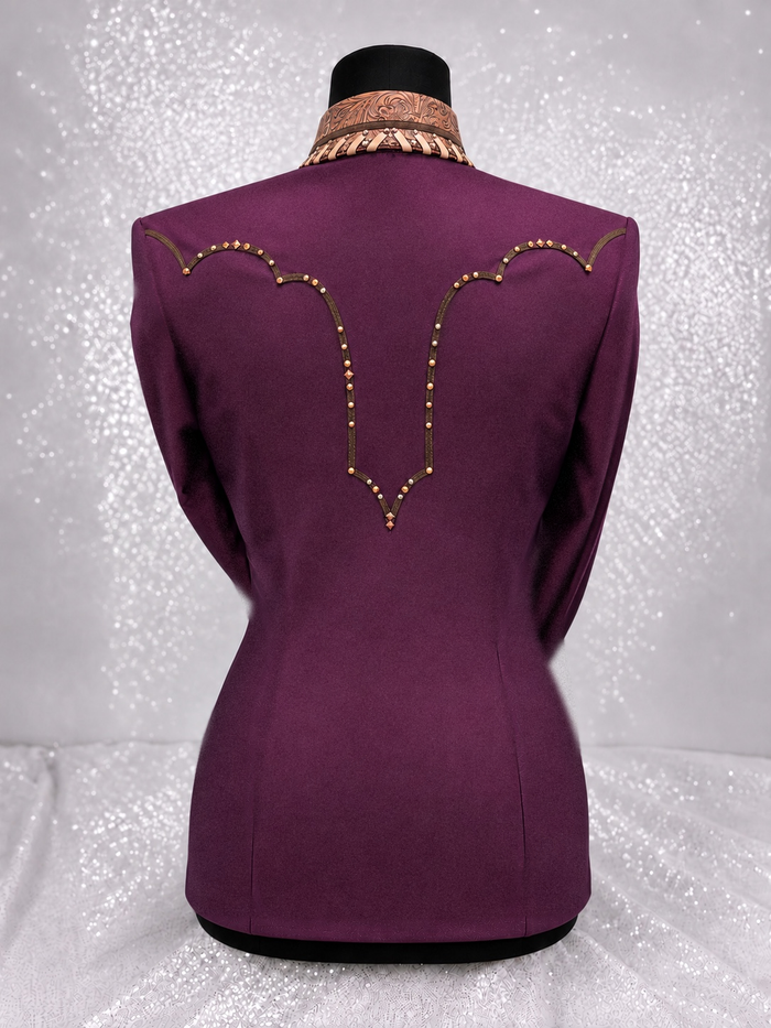 SOUTHWESTERN Dark Burgundy Shiny Spandex Day Shirt 1520
