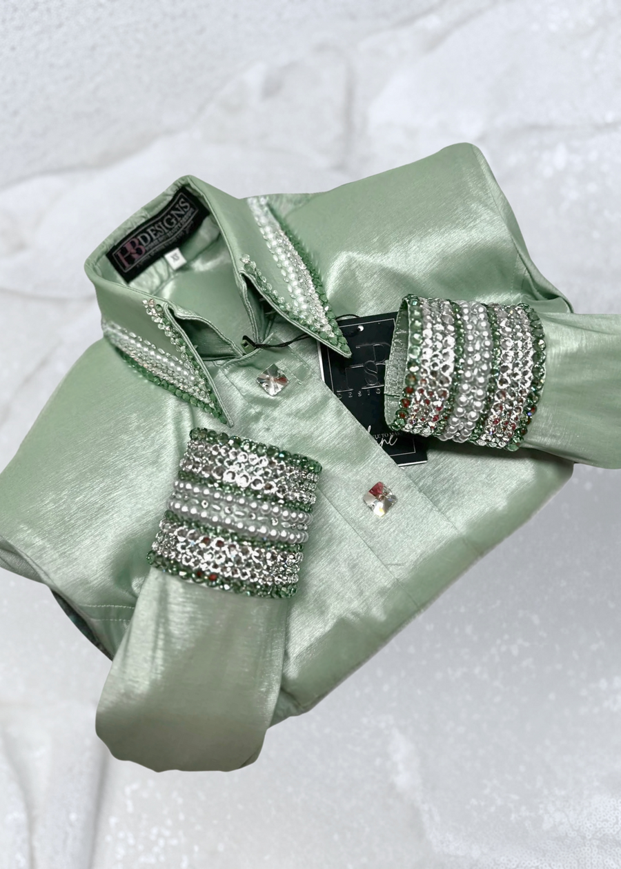 GLITZY Sage Green Taffeta Day Shirt 1210
