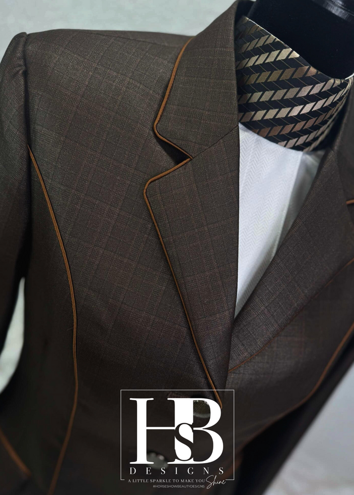 TAILORED Chocolate Plaid Sheen w/ Copper Accents Hunt Coat