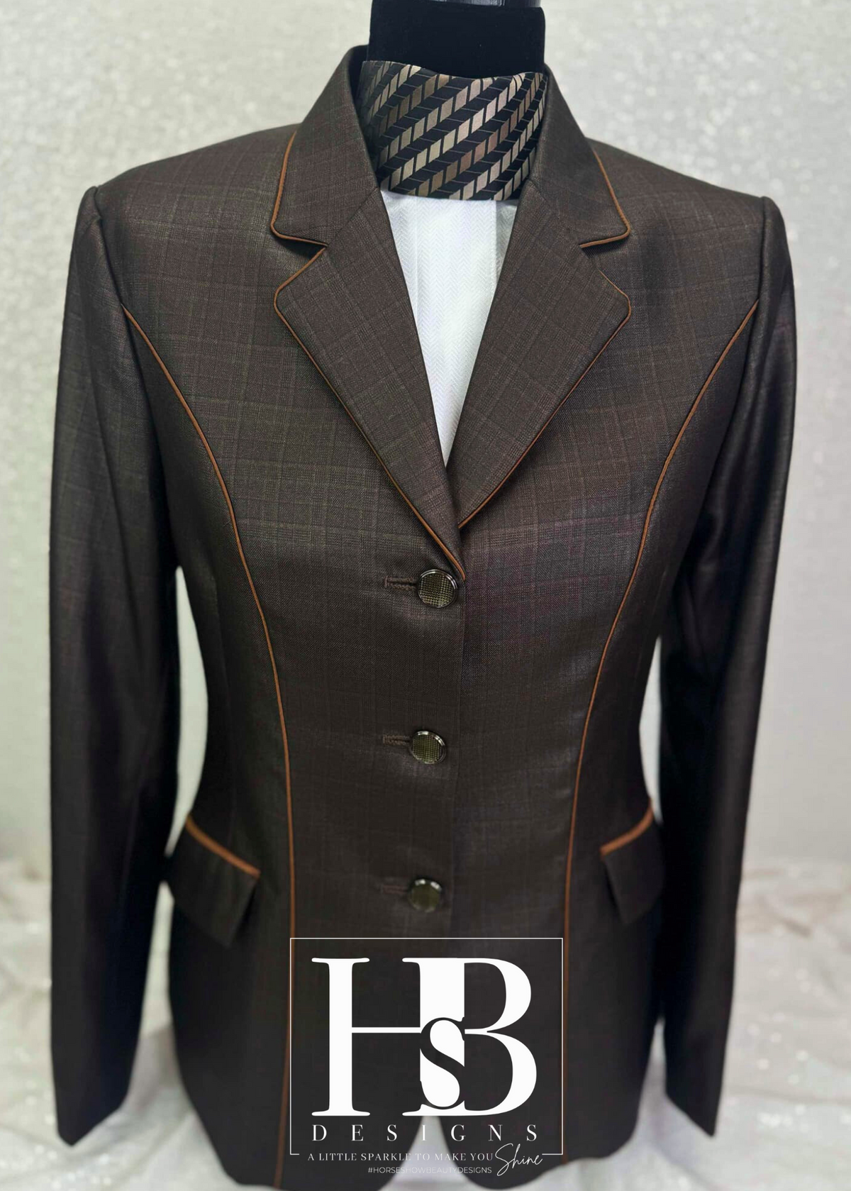 TAILORED Chocolate Plaid Sheen w/ Copper Accents Hunt Coat