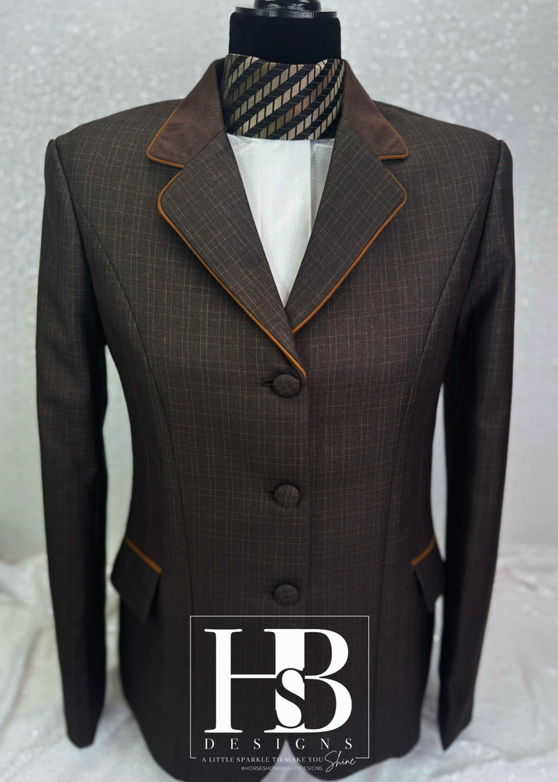 TAILORED Chocolate Plaid w/ Copper Accents Hunt Coat