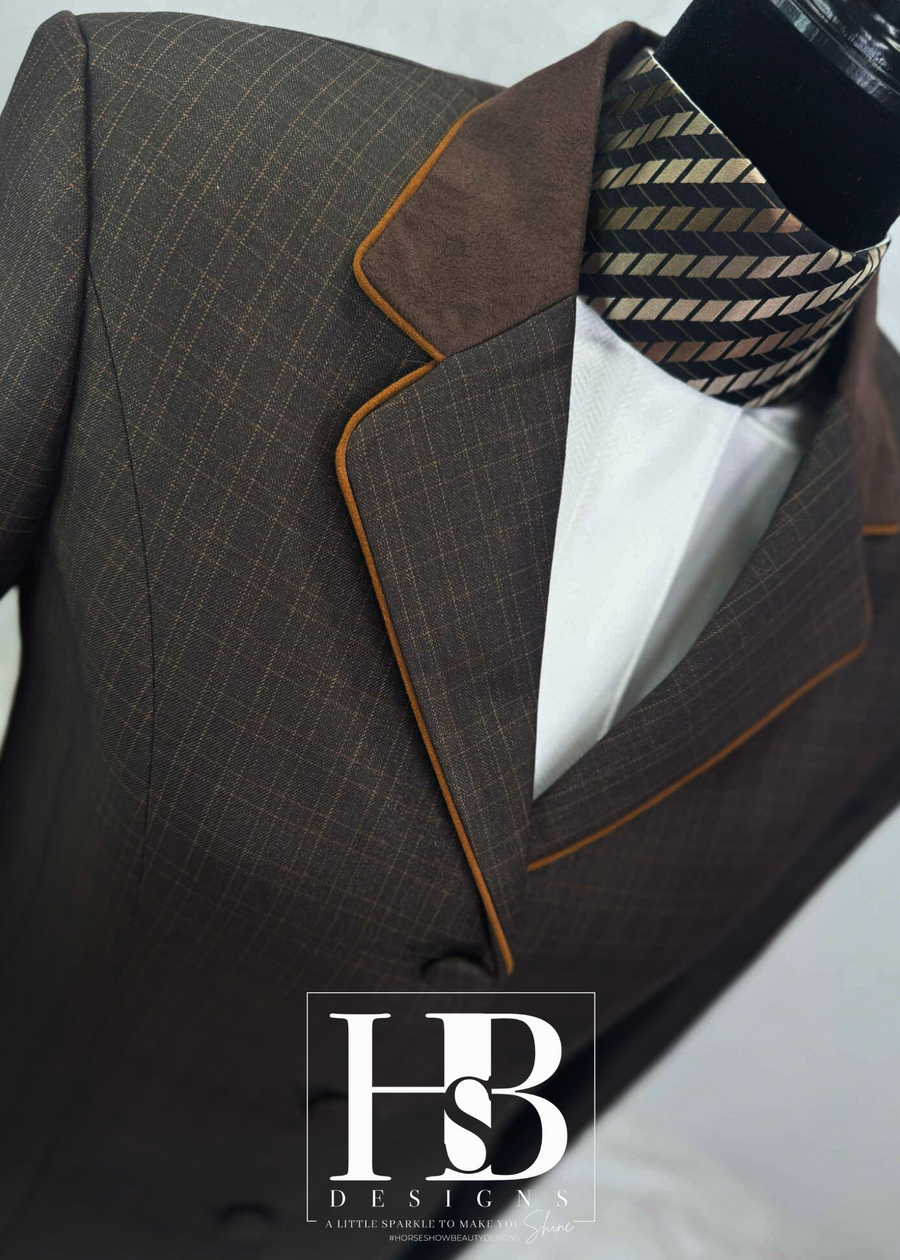 TAILORED Chocolate Plaid w/ Copper Accents Hunt Coat #1010