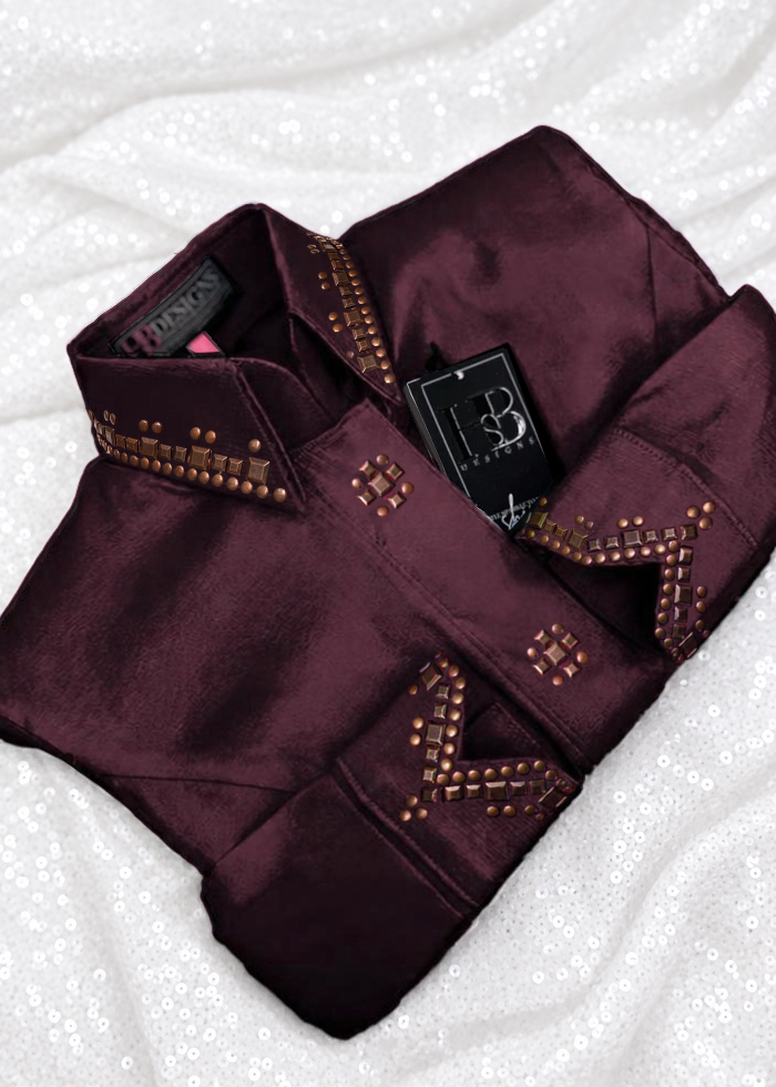 Product photo of SIMPLY SOUTHWESTERN Garnet and Copper Stretch Taffeta Day Shirt 1043 Item 1043