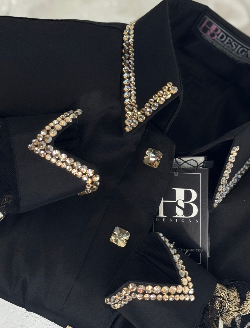 SIMPLY BREEZY Black w/ Gold Stretch Taffeta Day Shirt 1380