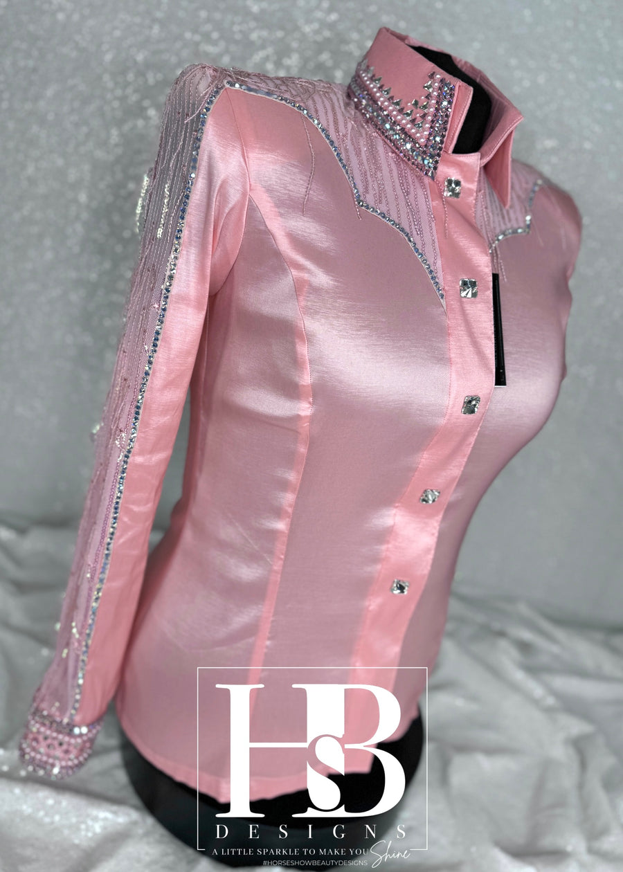 GLAM YOKED Bubblegum Pink BREEZY Taffeta Day Shirt 1270