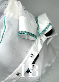 SIMPLY BREEZY White & Seafoam/Mint Taffeta Day Shirt