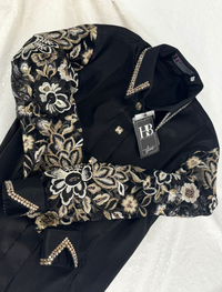 SIMPLY BREEZY Black w/ Gold Stretch Taffeta Day Shirt 1380