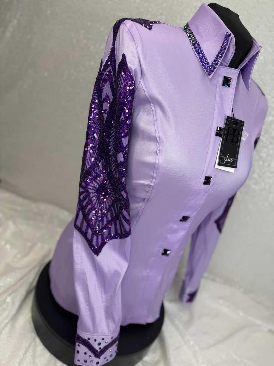 SIMPLY Light Lavender w/ Purple Stretch Taffeta Day Shirt 1078