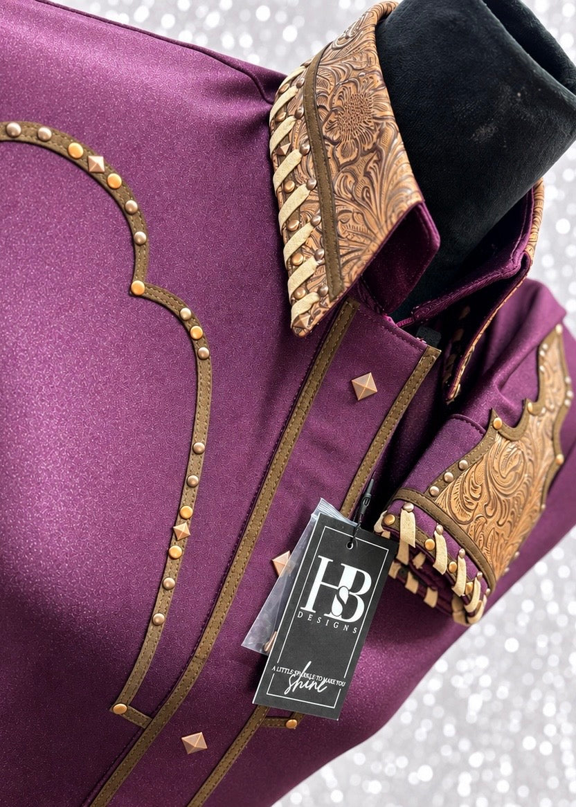 SOUTHWESTERN Dark Burgundy Shiny Spandex Day Shirt 1520