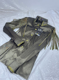 SIMPLY+Olive Grove Stretch Taffeta Day Shirt 1421