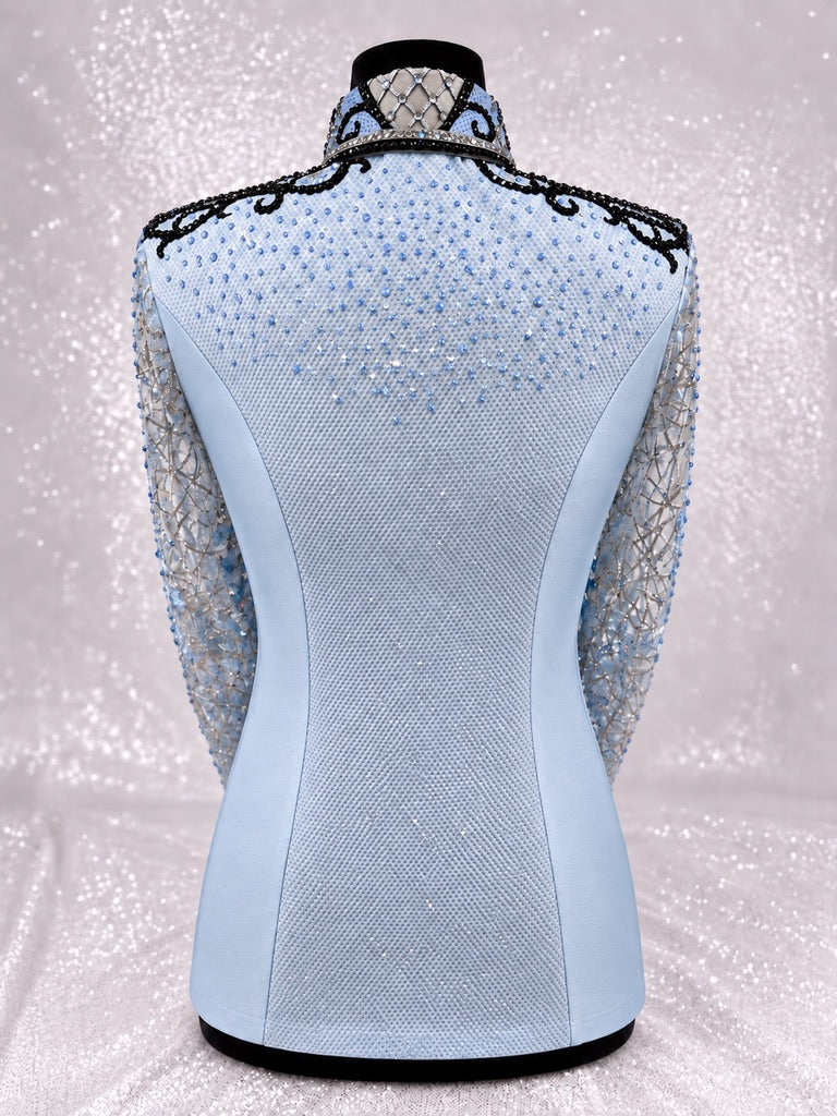GLAM BREEZY Icey Blue Stretch Day Shirt with Contrast Panels