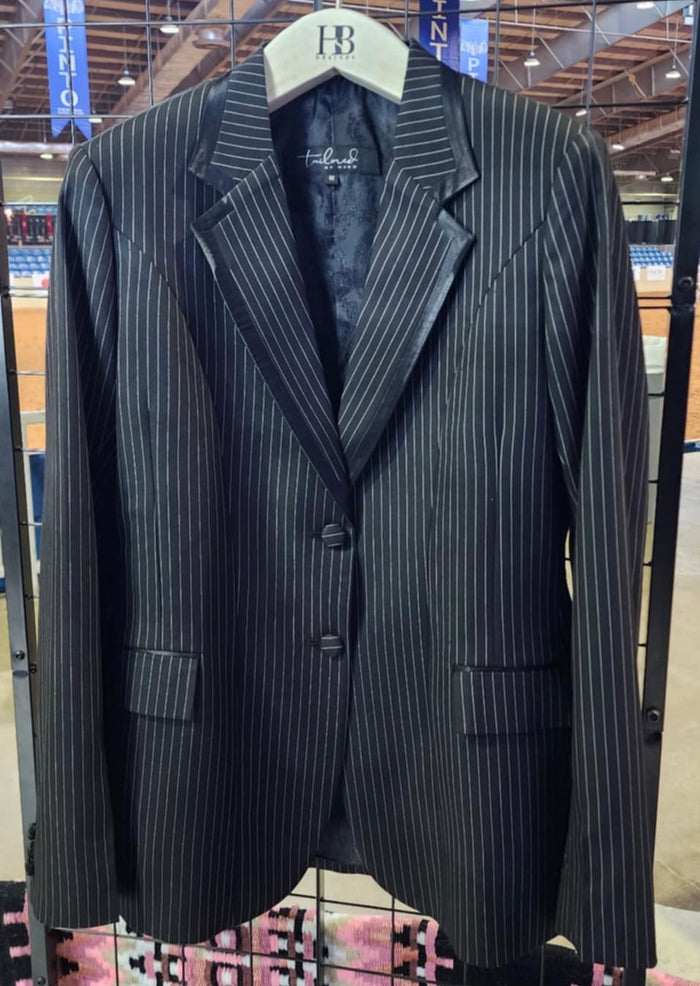 TAILORED Black & White Pinstripe Showmanship Suit #3005