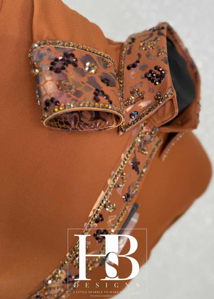 L+ LUXE Rust w/ Contrasting Animal Print Leopard Stretch Day Shirt