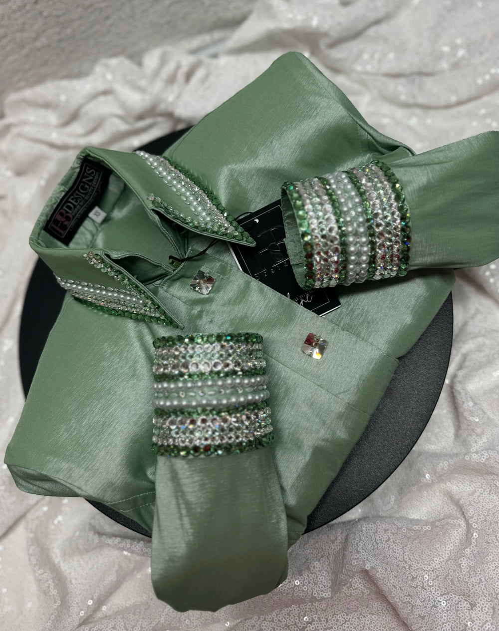 GLITZY Sage Green Taffeta Day Shirt