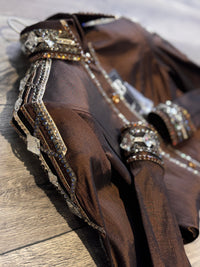 GLAM Brown, Taupe, Camel/Tan and Bronze Stretch Taffeta Day Shirt 1417