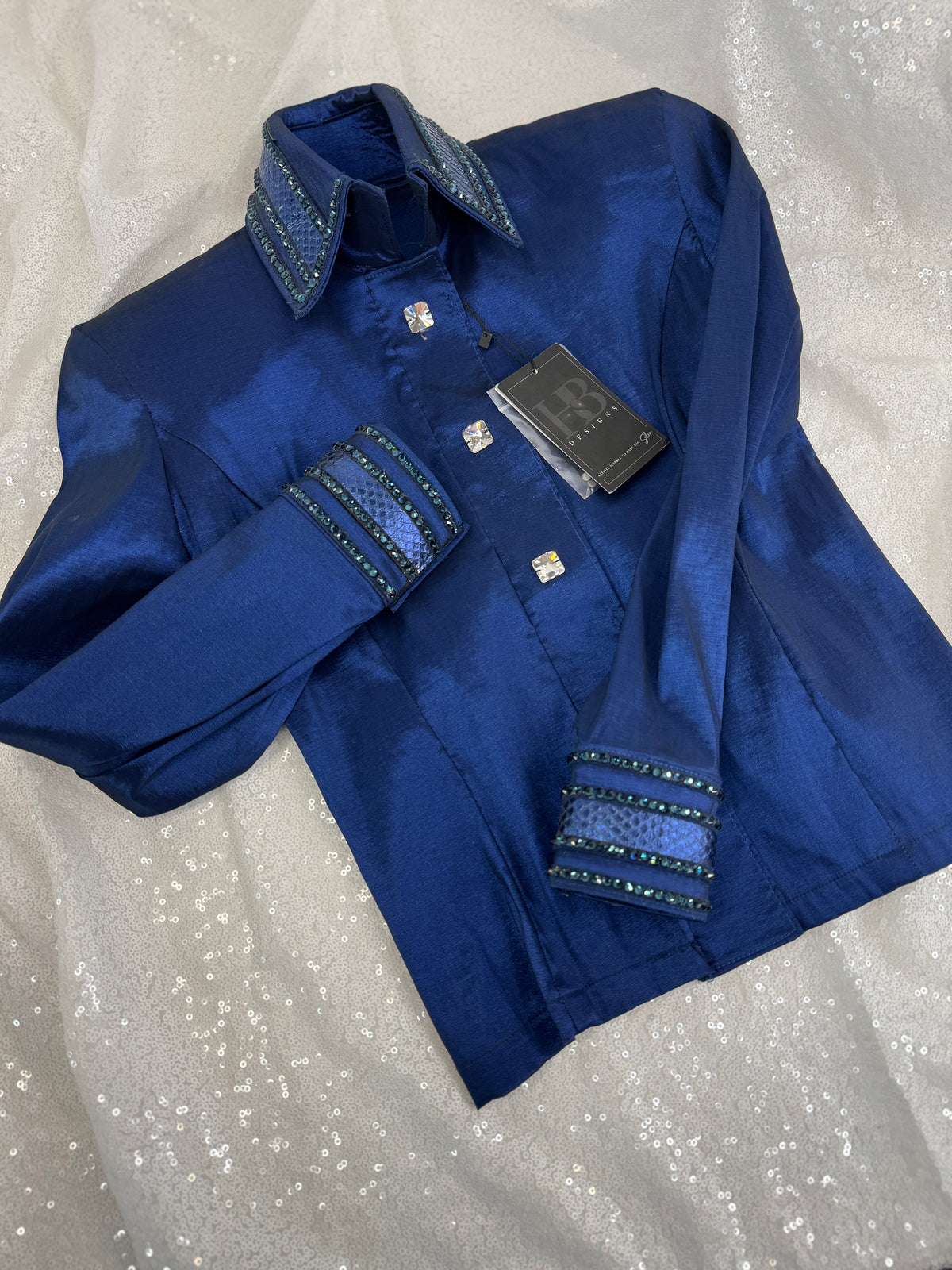 LUXE YOUTH Bright Navy Stretch Taffeta Day Shirt 1363