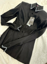 SIMPLY Black w/ Pearls Stretch Taffeta Day Shirt 1358