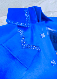 SIMPLY Royal Blue Stretch Taffeta Day Shirt