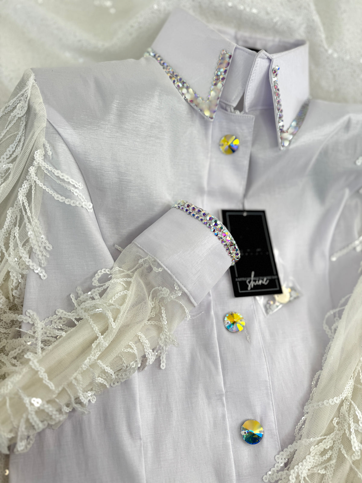 SIMPLY BREEZY White Stretch Taffeta Day Shirt 1362