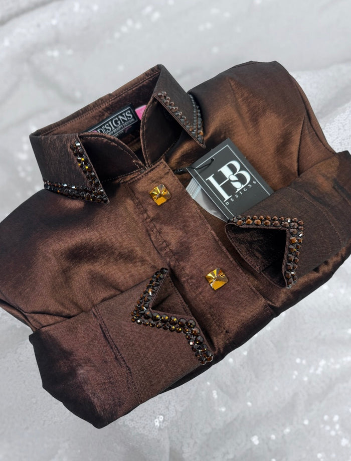 SIMPLY Chocolate Brown Taffeta Day Shirt 1121